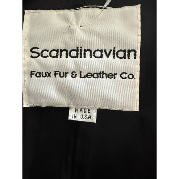 Scandinavian Faux Fur Coat Oversized Grey Striped Fox Mob wife Trim Sz 1X 90s - Picture 5 of 14